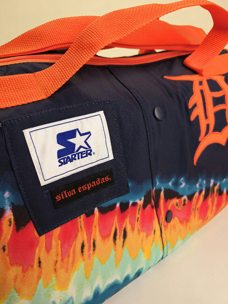 Detroit Tigers handmade duffle weekend travel bag. Repurposed from a Starter jacket, 1 of 1.