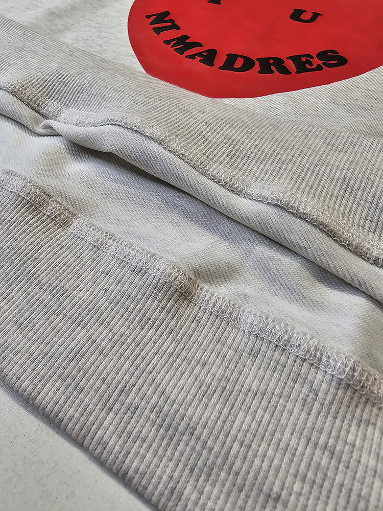 Close up of a rib hem of a hoodie