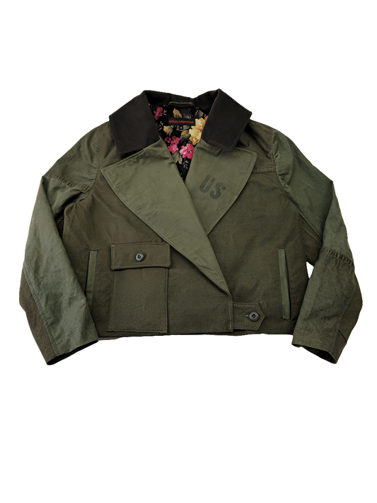 Cropped Olive Canvas Jacket