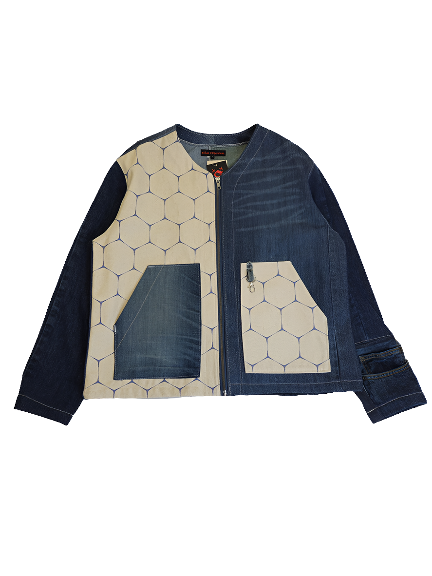 Denim Cardigan Honeycomb Jacket