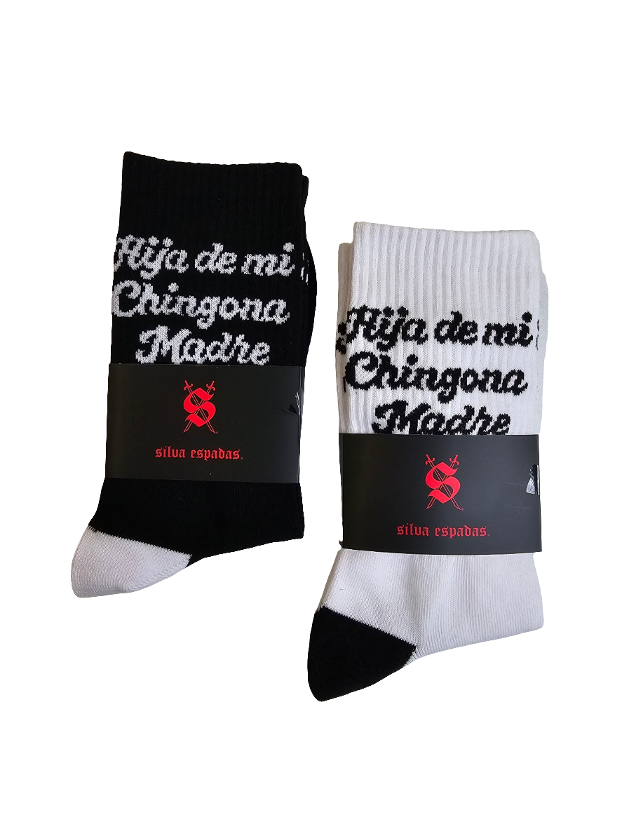Silva Espadas packaging for Hija De Mi Chingona Madre Socks – premium Latino streetwear apparel