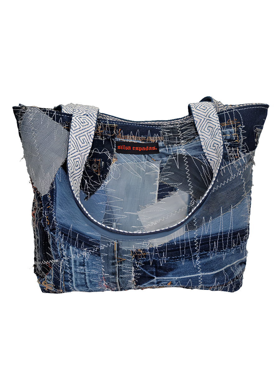 Denim Patchwork Tote Bag