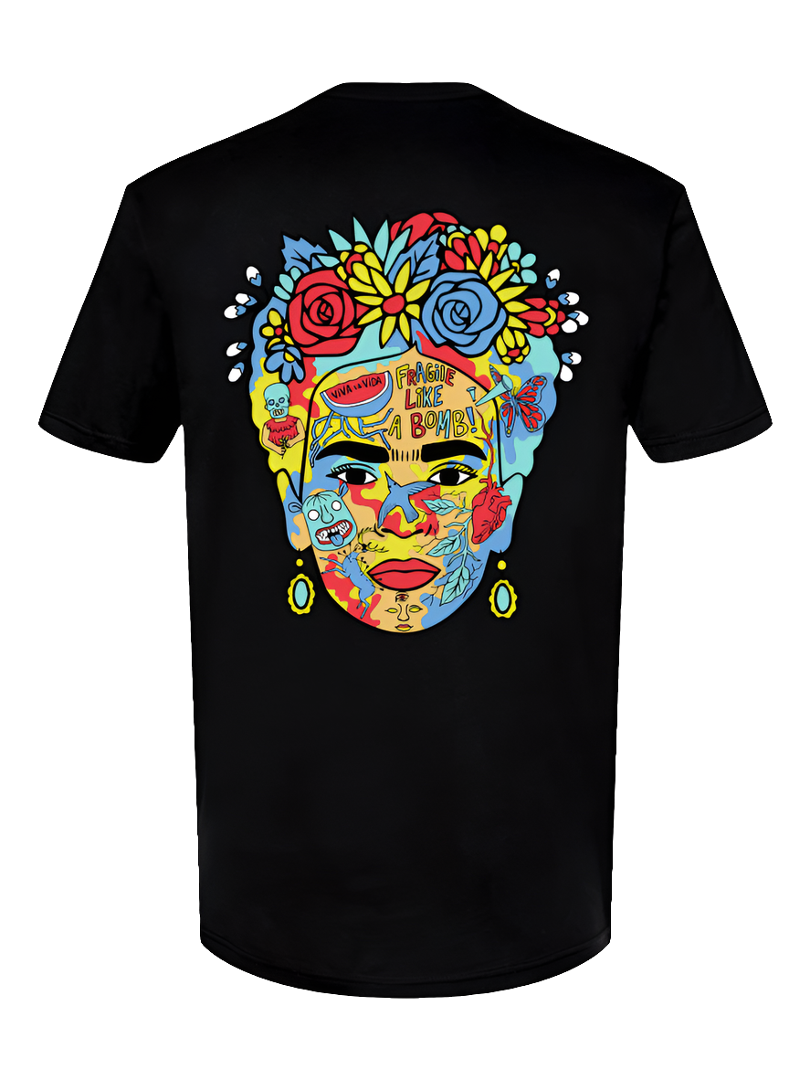 Frida Tee by Silva Espadas – Latino streetwear t-shirt featuring Frida Kahlo-inspired artwork