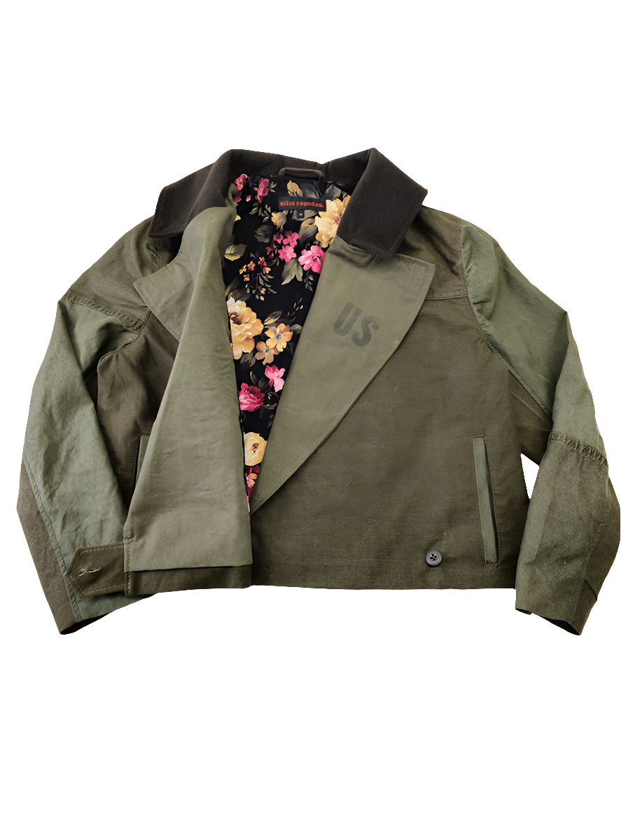 Cropped Olive Canvas Jacket