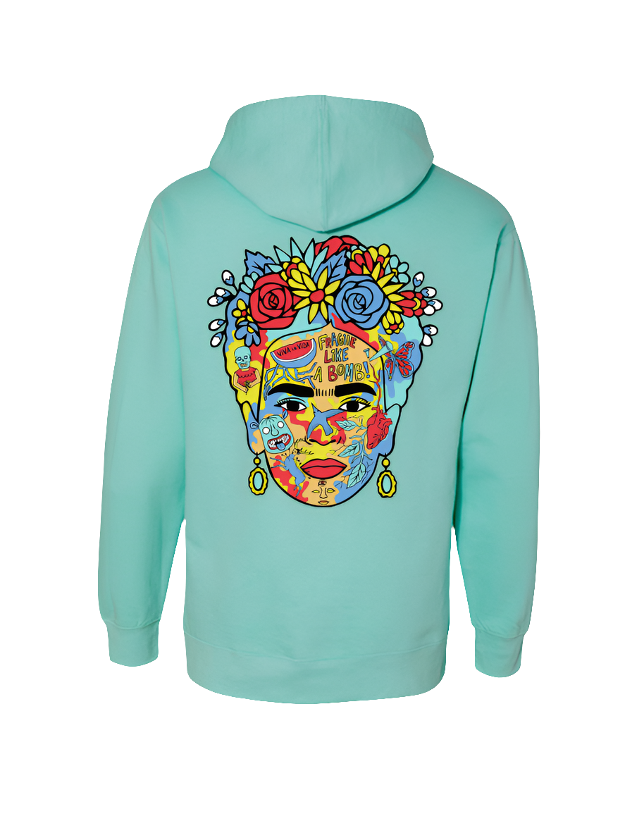 Frida Hoodie by Silva Espadas – Latino streetwear hoodie featuring Frida Kahlo-inspired artwork