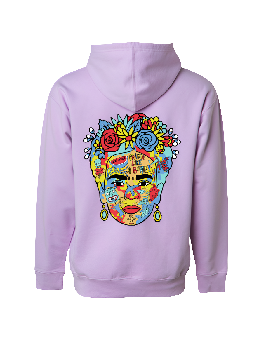 Frida Hoodie by Silva Espadas – Latino streetwear hoodie featuring Frida Kahlo-inspired artwork