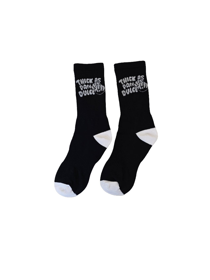 Thick As Pan Dulce Crew Socks by Silva Espadas – cozy Latino streetwear socks with knit artwork