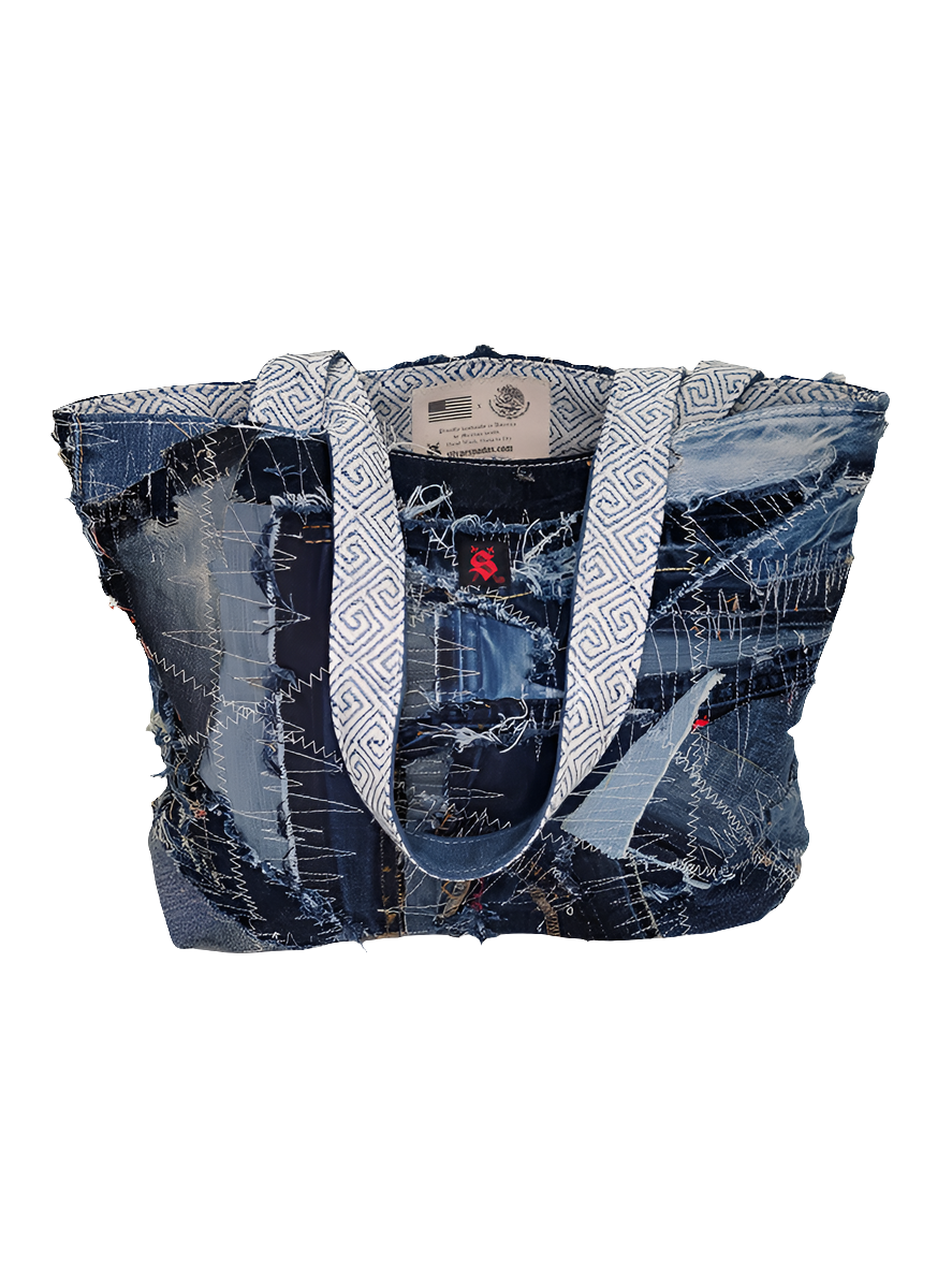 Denim Patchwork Tote Bag