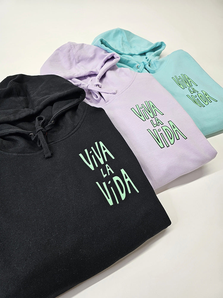Detailed view of Viva La Vida print on the front of Silva Espadas Frida Hoodie