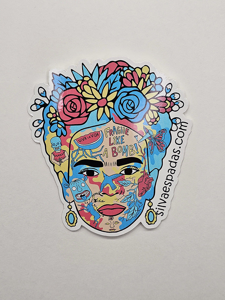 Die-cut sticker of Frida Khalo