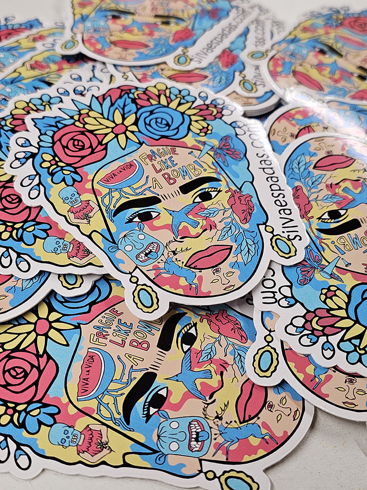 Die-cut sticker of Frida Khalo 